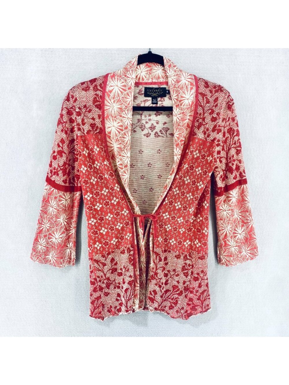 Icelandic Designs Sweater Womens S Cotton Blend Floral Cottagcore Cardigan